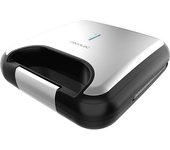 Sandwichera de 2 sándwiches con acabados en acero inoxidable, 800 W de potencia y placas triangulares con revestimiento antiadherente.