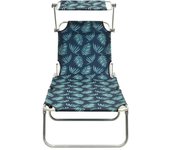 vidaXL Tumbona plegable con capota acero y tela Gris, Taupé, Azul Sillas de Exterior Ideal para jardín, playa, piscina, terraza Tumbona Piscina Tumbonas Playa Tumbonas Jardín Exterior