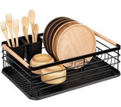 Escurridor de platos - Estante para secar platos en el fregadero de la cocina - Almacenamiento de cubiertos, utensilios, platos y vasos - No requiere ensamblaje
