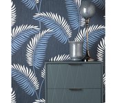 Muestra DIN A4 de Papel pintado vinílico lavable tropical de hojas en relieve y detalles metalizados - Alan Palmer 681290 de GAULAN