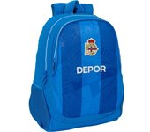SAFTA - MOCHILA ADAPT.CARRO REAL DEPORTIVO DE LA CORUÑA - Mochila con Asas Ajustables y Espalda Ergonomica - Mochila con Compartimientos con Cremallera - Mochila Diseño Único y Licencia Oficial By REAL DEPORTIVO DE LA CORUÑA