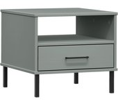 vidaXL Mesita de noche patas de metal OSLO madera maciza pino Marrón, Gris, Blanco Mesa de sofá Mesa de Entrada para Salón Consola de Entrada Mueble Recibidor Mesita Mesa auxiliar Salon