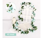1pcs Artificial Flowers Vine 45pcs / 69pcs Rose Fake Flower Home Room Wedding Decor Decoration Wall Hanging Garland DIY Plants