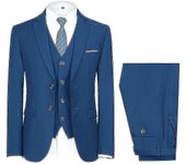 Mens Suit Wedding Party Dinner 3-pieces Suit Blazer Vest Pants 9 Colors