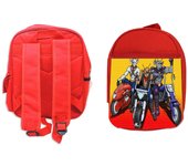 MERCHANDMANIA PACK MOCHILA ROJA Y ESTUCHE ratones motoristas motos serie retro gamberros school material
