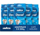Lavazza, Caffè Decaffeinato, Café Molido Descafeinado, 5 Paquetes de 250 g, Ideal para Cafetera Italiana, de Filtro y Francesa, con Notas Aromáticas de Frutos Secos, Arábica y Robusta, Intensidad 3, Tueste Medio
