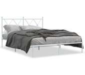 vidaXL Estructura cama sin colchón con cabecero metal blanco 135x190cm
