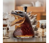 Botella de whisky de 330 ml - Estatua artística, botella de whisky de dinosaurio monstruo, nueva estatua de dinosaurio andante (2025), botella de whisky de vidrio, regalo navideño, decoración original para el hogar y el bar (B)