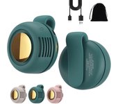 Mini ventilador portátil silencioso sin aspas con clip, nuevo ventilador de clip para camisa (2025), recargable por USB, 3 velocidades ajustables, personal, mini ventilador eléctrico de cintura para exteriores, oficina y gimnasio (verde*2)