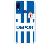 Funda original compatible con Xiaomi Redmi Note 7 - RC Deportivo camiseta rayas blanquiazul