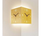 Reloj de pared de esquina de doble cara, reloj de pared de esquina de arte decorativo moderno, reloj de pared digital cuadrado silencioso, reloj de pared luminoso con sensor para decoración de sala de estar, blanco