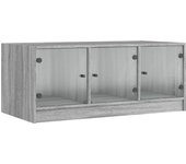 vidaXL Mesa de centro con puertas de vidrio 102x50x42 cm Blanco, Negro, Roble Sonoma Mesita de Salón o Comedor o Auxiliar Mesa de Café Meuble Salón