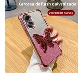 Glitter Shockproof Plating Butterfly Holder Phone Case for OPPO A60 A79 A78 A58 A38 A18 A96 A76 A36 4G 5G TPU Protector Cover