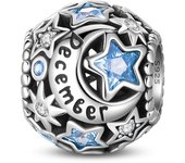 Original 925 Silver Colorful Zircon December Birthday Beads Fit Pandora Bracelet DIY Charm For Women Fine Jewelry Birthdays Gift