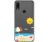 Tumundosmartphone Funda Gel Transparente para Xiaomi Redmi 7 diseño Playa Dibujos