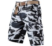 Mens Casual Cargo Shorts Outdoor Sports Half Pants Bermuda Shorts American Style Streetwear Breathable Comfortable Shorts Grey