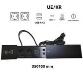 EU KR Table Hidden Socket Embedded 2 3 Outlets with USB RJ45 CAT6 Wireless Charge Multi Plug 10A 110~250V 2600W Black Socket