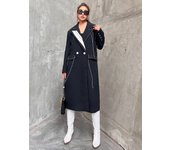 TWOTWINSTYLE Patchwork Bright Line Decoration Lace Up Trench Coat For Women Lapel Long Sleeve Straight Coats Female Autumn Style