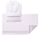 Set de albornoz S-M 100% algodón blanco +  Alfombrilla de baño 50x80cm Scalpers Home