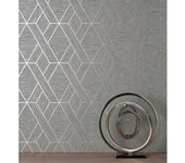 Muestra DIN A4 de Papel pintado vinílico lavable geométrico trenzado de líneas metalizadas imitando al texti - Evolet Braided 681976 de GAULAN