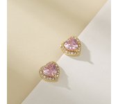 Trendy Love Heart Rainbow Crystal Tiny Stud Earrings For Women Gold Silver Color Multicolor Birthstone Jewelry Mother's Day Gift