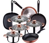 San Ignacio Batería de Cocina 8 Piezas Premium Nona de Acero Inoxidable con Juego de Sartenes y Grill de Aluminio