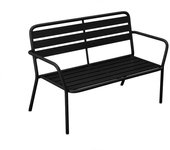 Vente-unique - Banco de jardín de metal - Negro - MIRMANDE de MYLIA
