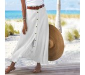Women'S Half Skirt Midi Skirts For Women Bohemian Skirt High Waist Party Beach Button Skirt Women'S Loose Cotton And Linen Skirt
