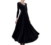Autumn New 2023 Long Dress Cocktail Party Evening Elegant V Neck Velvet Formal  Robe Gown Maxi Dress For Women Clothing Vestidos