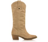 MTNG Botas de Tacón Mujer Beige Cierre Cremallera Puntera Afilada
