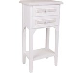 Mesita telefonera de madera de 2 cajones blanco 37x26.5x69.5