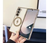 Magsafe Magnetic Wireless Charging Solid Color Plating Border Folding Phone Case For Samsung Galaxy Z Fold 6 5 4 3 Bumper Cover