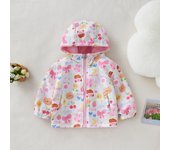 Girls Autumn Winter Fleece Jacket 2023 Double-Faced Hoodies Cartoon Rabbit Graphic Full Zip Fleece Outerwear Kids Casual Costume