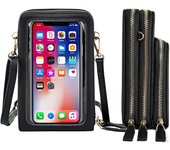 Bolso bandolera pequeño para mujer, con pantalla táctil, para teléfono móvil, cartera, de piel sintética suave, bolsos de hombro con múltiples bolsillos y ranuras para tarjetas