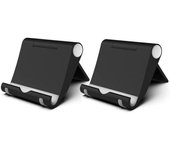 Paquete de 2 soportes para teléfono móvil de escritorio ajustables, compatibles con iPhone 16, 15, 14, 13, 12, 11 Pro Max, Xs, XR, X Plus, Mini 8, Galaxy y teléfonos móviles de 4 a 8 pulgadas (negro).