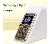 Electroplated Leopard Print Leather Phone Case for Samsung Galaxy Z Flip 5 4 3 Flip5 Flip4 Flip3 5G Drop Shockproof Hard Cover