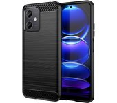 Funda para móvil Xiaomi Redmi Note 12 5G / Poco X5 Carcasa Protectora Antigolpes Silicona Negra Diseño Fibra de Carbono Resistente Absorción de Choque [Compatible Carga Inalámbrica]