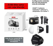 ZU80/ZU60 Photo Studio Light COB Bi-Color 2500-8500K CRI≥95 TLCI≥97 With Diffuser LED Video Lights Fill Lighting