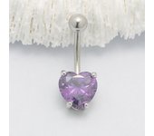 JHJT 14G Belly Button Rings Surgical Steel Heart Cubic Zirconia Navel Ring Belly Piercing Body Jewelry