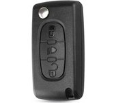 AUTOZOCO Carcasa Mando Llave De Coche 3 Botones Compatible con Citroën C2 C3 C4 C5 C6 C8 Picasso Xsara y Peugeot 207 307 407 408 - CE0523 - Botones de Abrir, Cerrar y Luces, Sin zócalo de Pila