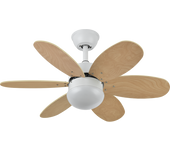 Ventilador de Techo Fabrilamp Blanco/Blanco-Haya 2XE27 Motor DC Verano e Invierno con Mando a Distancia y Palas Reversibles