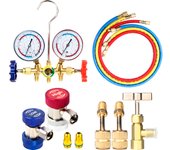 New Air Conditioning Pressure Gauge with Hose and Hook 3 Way AC Diagnostic Manifold Gauge Set for Freon For R12 R22 R404A R134a