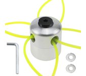 Cabezal desbrozadora Universal de Aluminio M10 con 4 cables, 1 Llave hexagonal Y 2 arandelas para cortacépped.