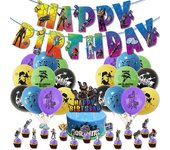 Juego de decoración para Fiestas de Fortnite, juego de inserción para Tarta con Bandera de arraster, accesorios de cumpleaños para niños
