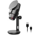 RGB Gaming Microphone Desktop USB Type C Dual Model Condenser Multi Function Gaming Mic For PC Computer Laptop Video Recording
