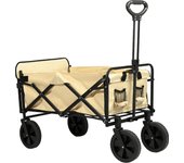 S7 STAR 5 inch Carro Plegable de Jardín Playa, Carrito Transporte Resistente con Puerta Uso al Aire Libre, Carrito Campamento Ideal para Compras Camping , Carro Mango Ajustable Gran Capacidad, Fácil de Guardar (Portón Trasero Extendido)