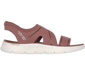 Cómoda  Sandalia de mujer Skechers SLIP-INS GO WALK FLEX SANDAL ENTICING tejido marrón con velcro. Skechers Hands Free Slip-ins® Sistema Heel Pillow para calzar sin manos Altura Tacón bajo (1-3 cm) Referencia 141482-BRN