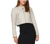 Chaqueta biker Only corta piel sintética beige para mujer