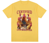 Certified Cock Lovers T-shirt Funny Chicken Meme T-shirt Women's casual short sleeved oversized T-shirt Street clothing