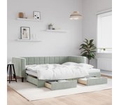 Sofá cama nido con cajones terciopelo gris claro 90x200 cm